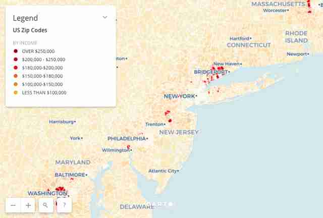 Map Reveals US Zip Codes Where The Highest Earning Residents Live ...