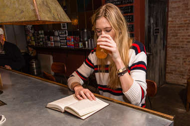 reading in a bar