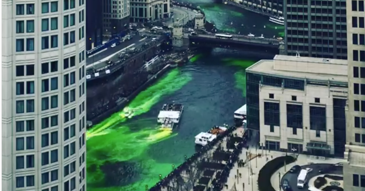 The Chicago River turns green for St. Patrick's Day. 2018