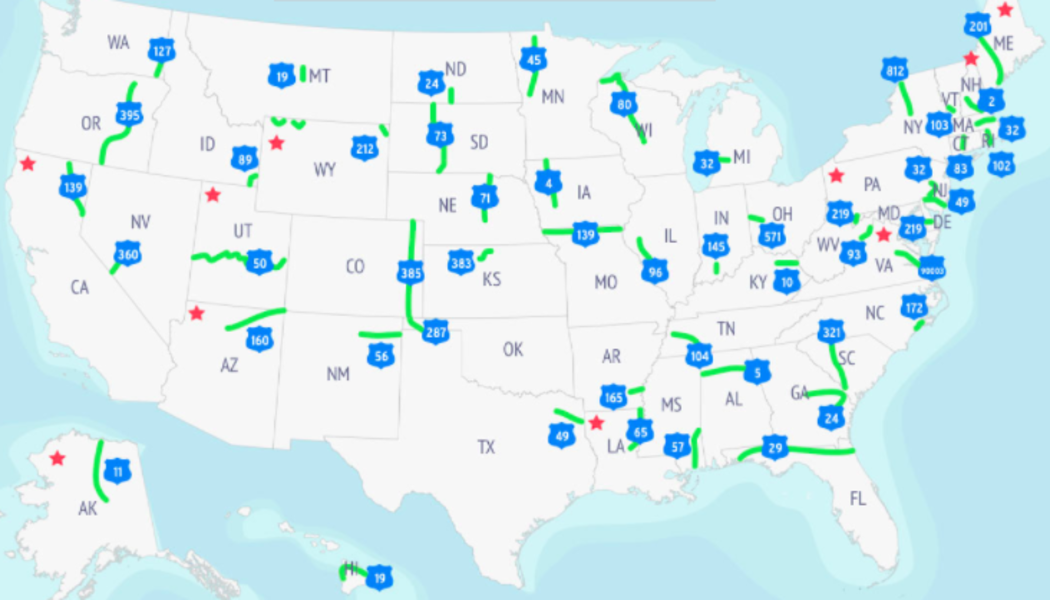 Quietest Routes & Most Scenic Drives in Every US State Revealed by Map