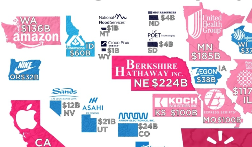 Largest Company By Revenue In Every State Revealed By Map - Thrillist