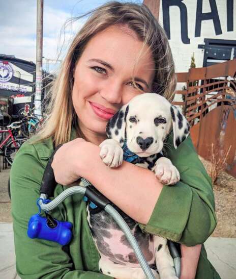 puppy with a heart shaped nose