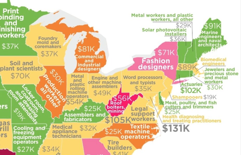 Normal Jobs Most Typical Jobs in Every State, Mapped by Howmuch - Thrillist