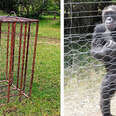 Tiny cage that chimp lived inside for nine years