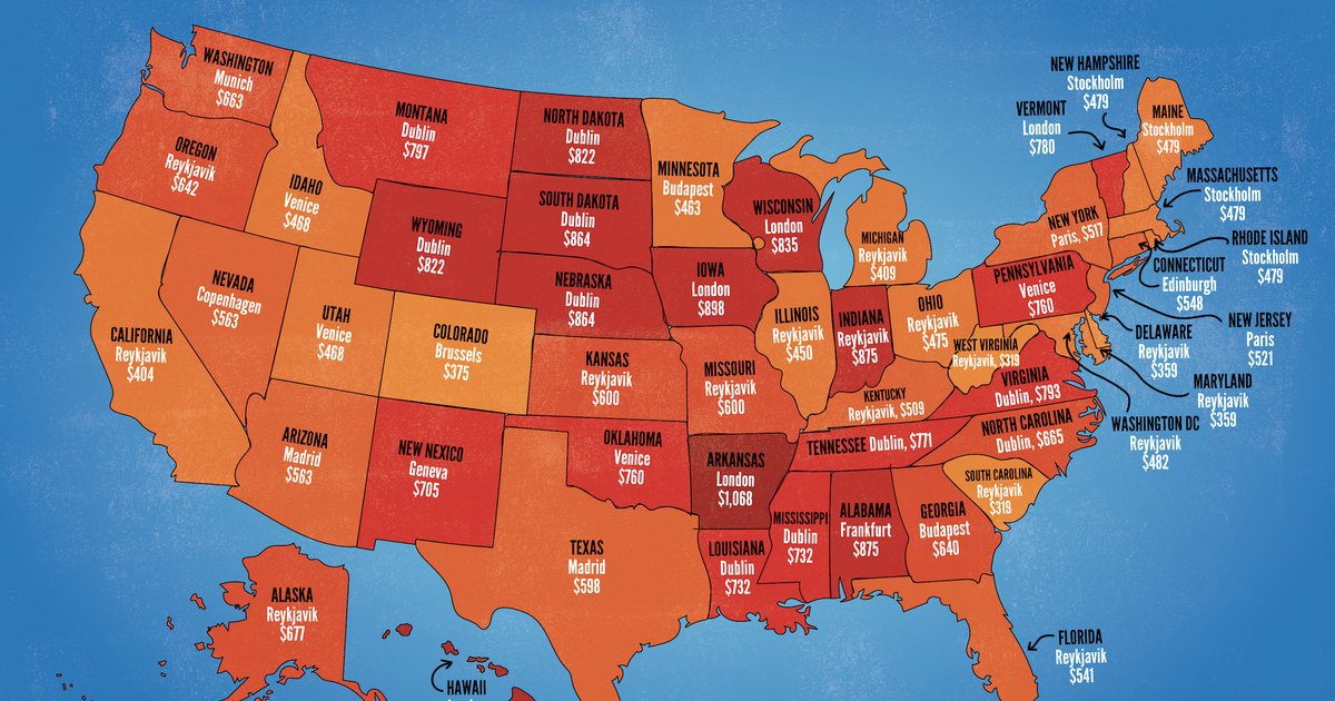 Cheapest Flight to Europe From Every US State Thrillist