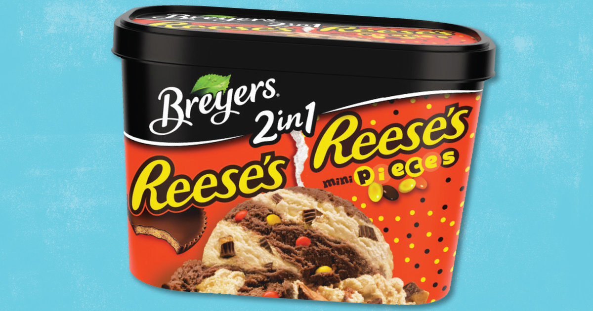Breyers 2 in 1 Ice Cream New Flavors Include Reese's & Reese's Pieces