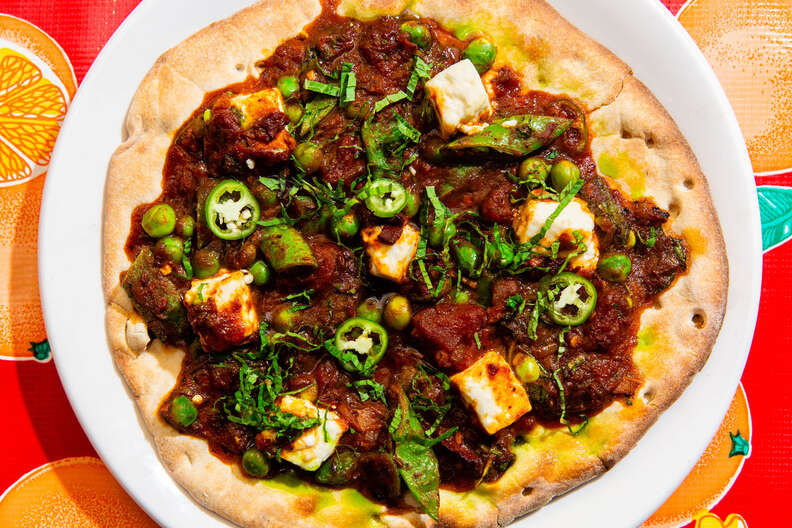 Indian pizza at Bombay Bread Bar in Manhattan