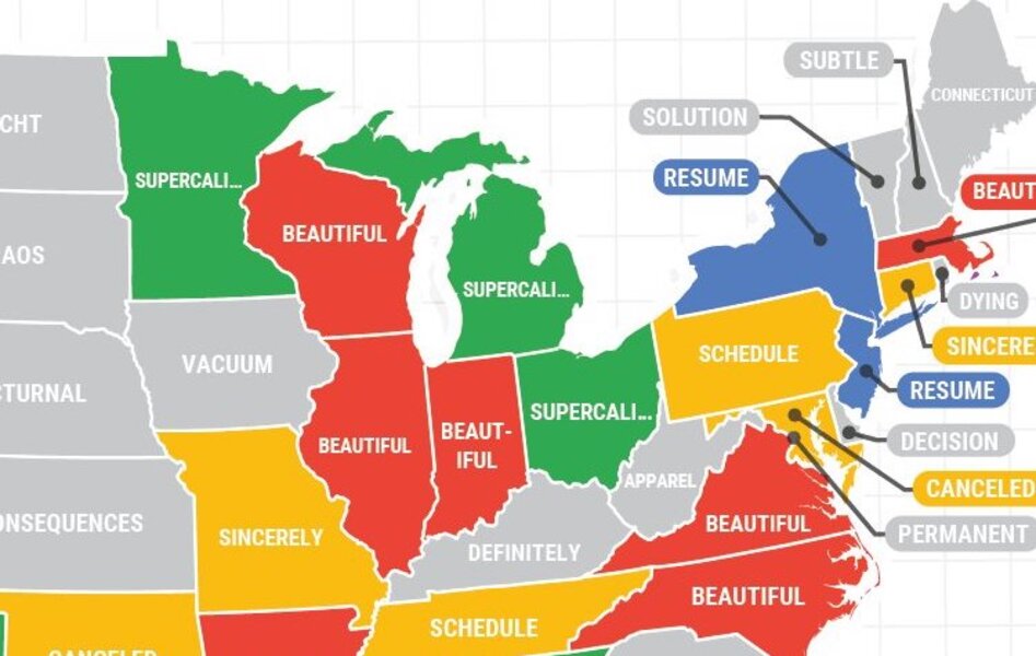 Most Misspelled Words Of 2018 In Every Us State Mapped Thrillist 