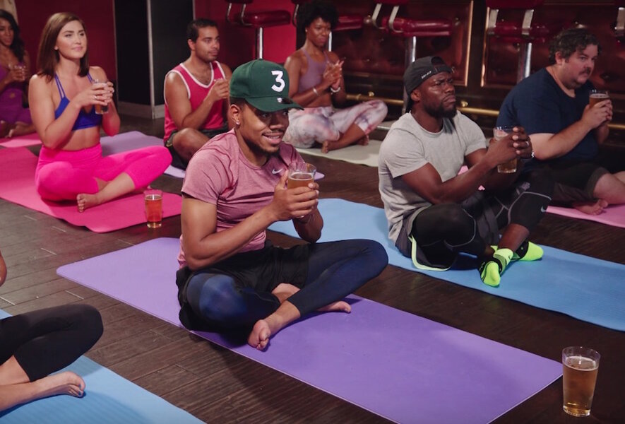 Watch: Kevin Hart and Chance the Rapper Did Beer Yoga Together - Thrillist