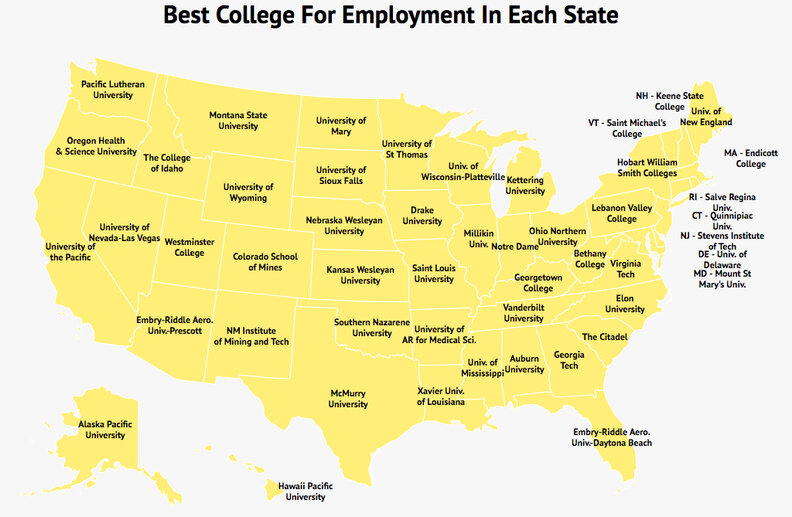 College Most Likely to Land You a Job in Every State - Thrillist