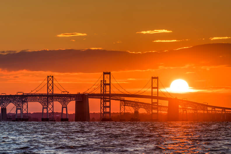 a bridge at sunset