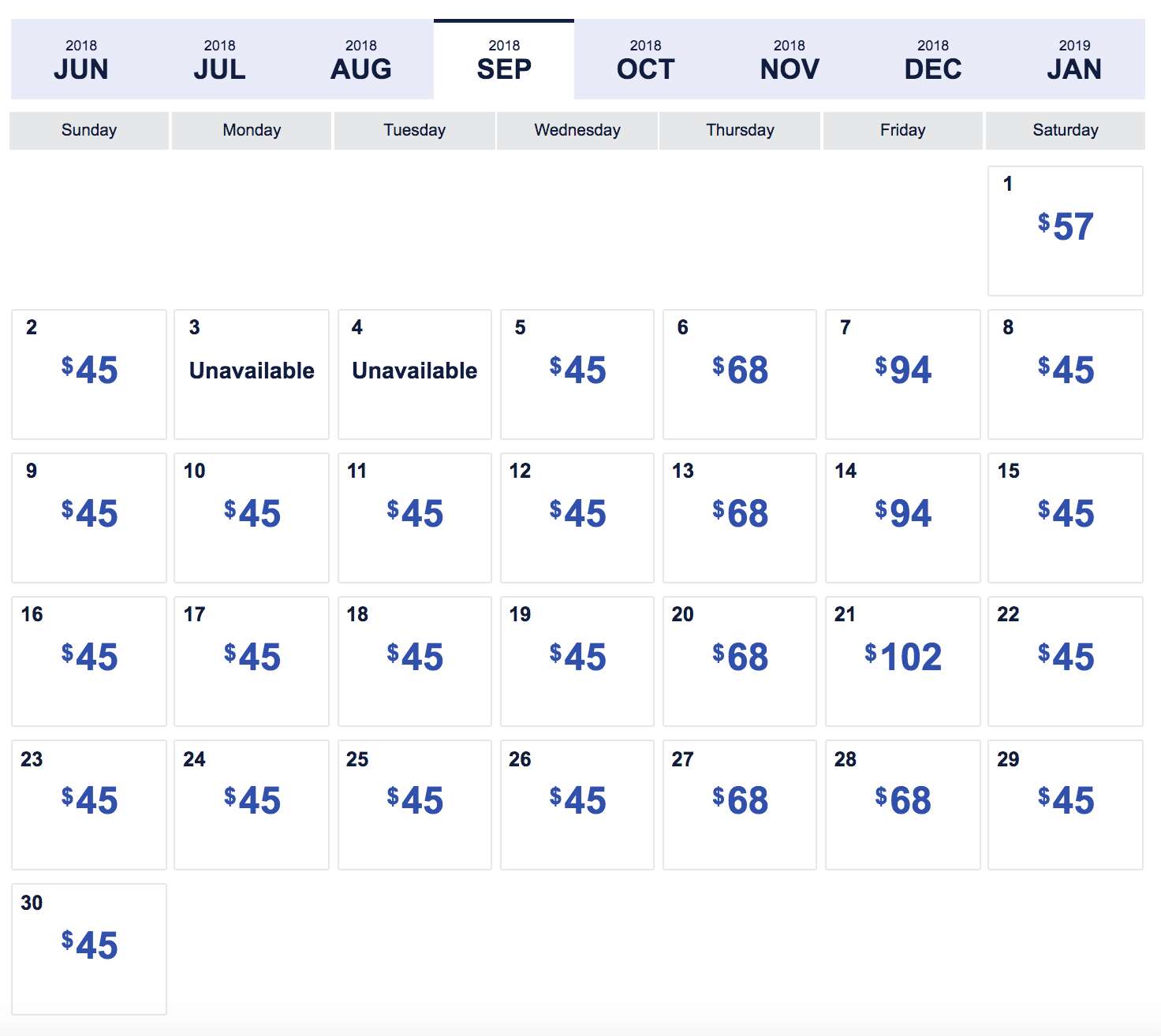 southwest low fare calendar