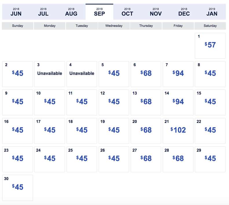 Southwest Low Fare Calendar Four Day Sale Has 45 Flights Thrillist Southwest Low Fare Map