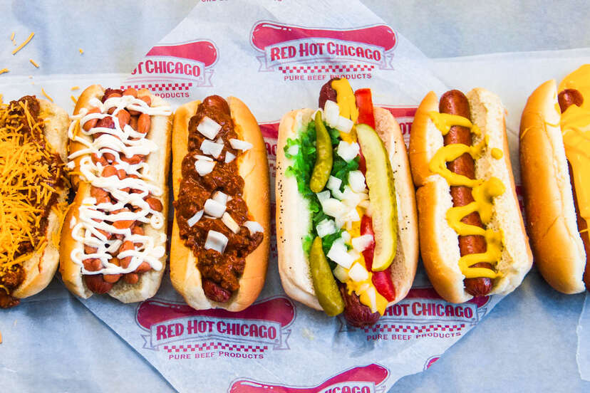 Free Stock Photo of A variety of gourmet hot dogs in a row