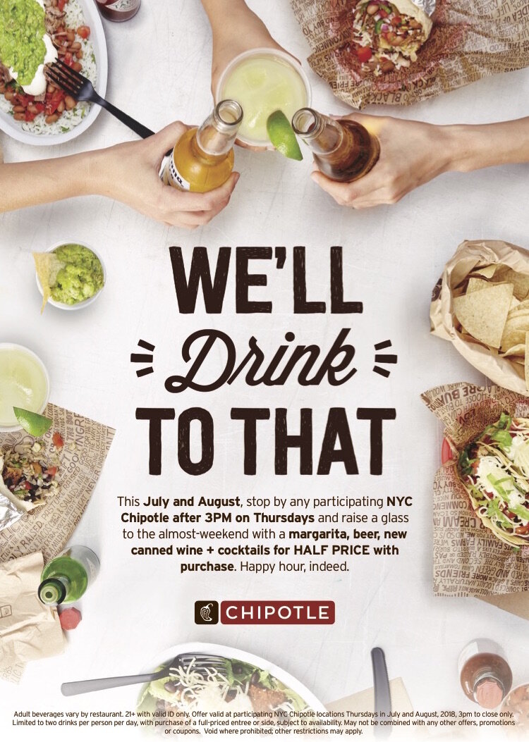 Chipotle Happy Hour is Coming to New York City for Summer Drinks