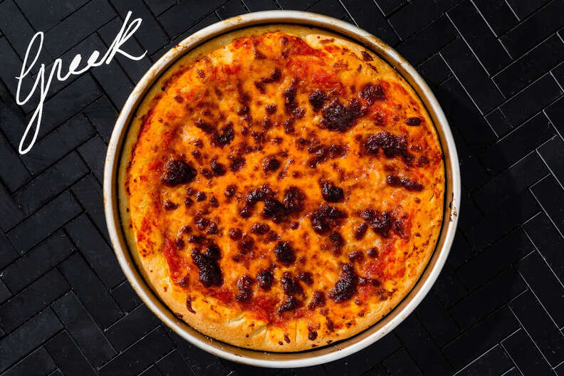 Greek pizza from Massachusetts