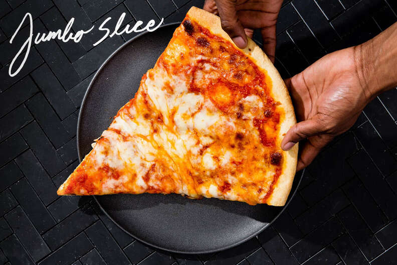 jumbo slice of NYC pizza, huge pizza