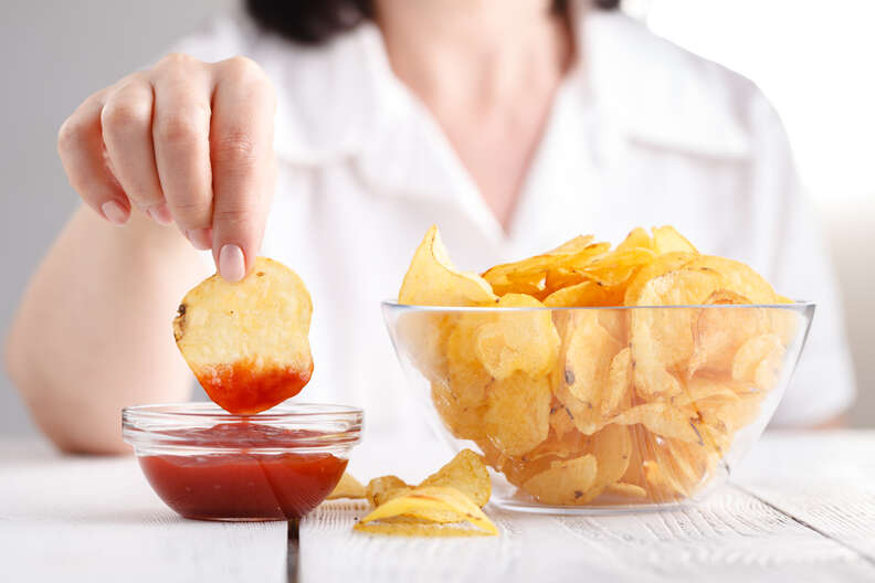 potato chips and ketchup