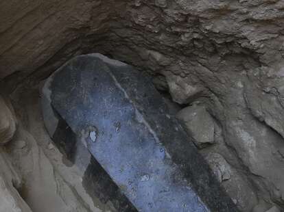 giant black mystery sarcophagus
