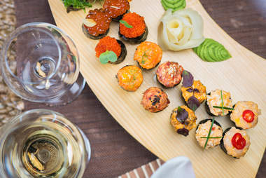sushi and white wine