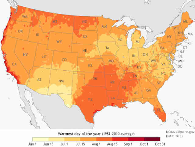 Hottest Day of The Year in Every State Revealed on Map - Thrillist