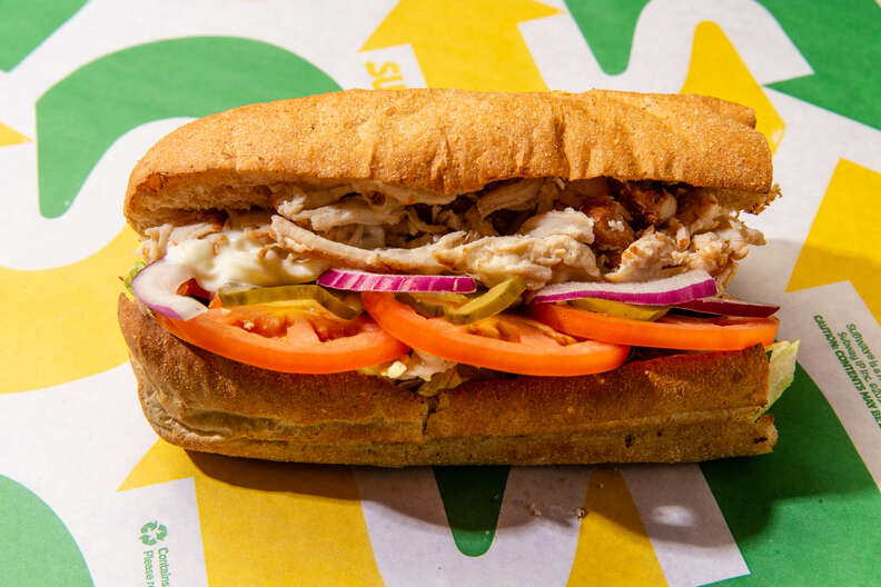 Cole Saladino/Thrillist. subway chicken rotisserie sandwich. 