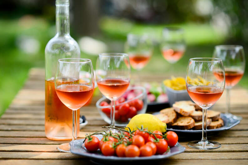 rosé wine and cherry tomatoes