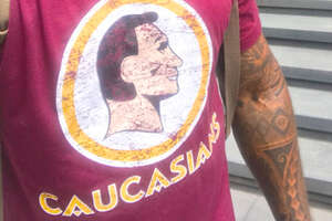 Man Walks Around NYC With 'Caucasians' Shirt To Parody Redskins Logo