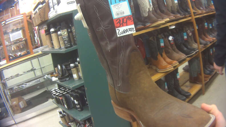 Boots made out of giraffe skin