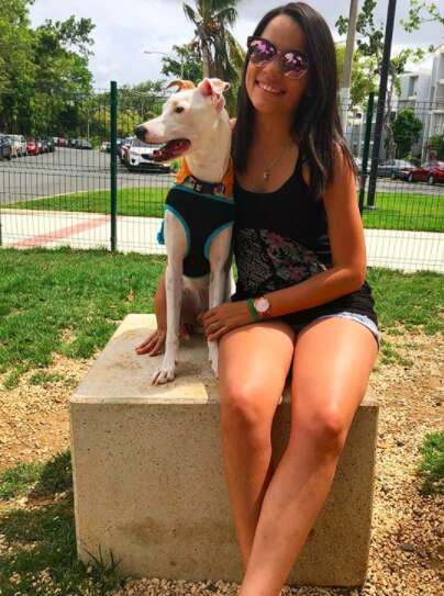 Kiara Alamo and her adopted dog Uto in Puerto Rico