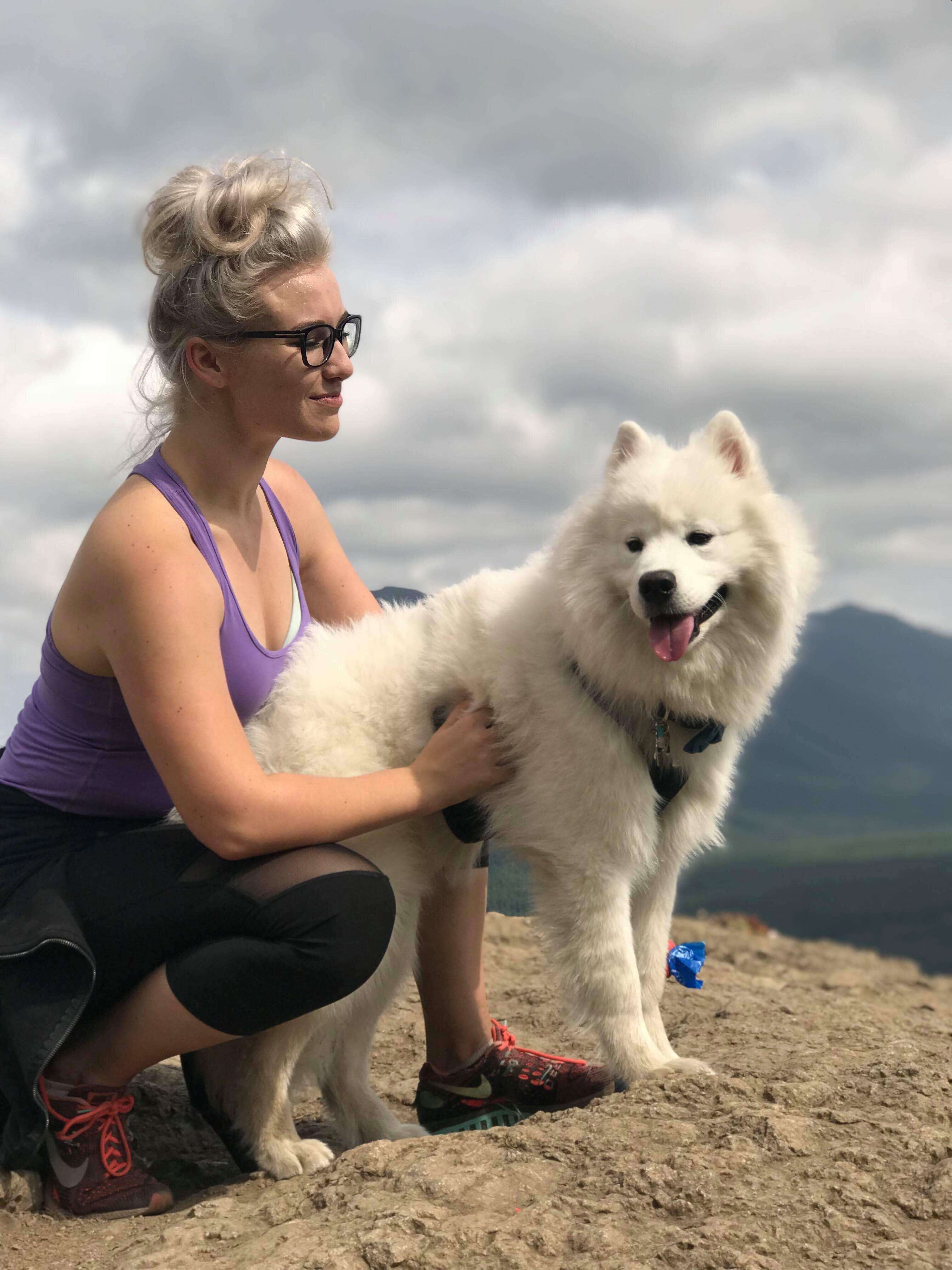 dog goes hiking for the first time