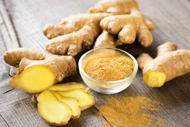 Ginger on wooden table