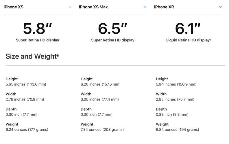 iphone xs width