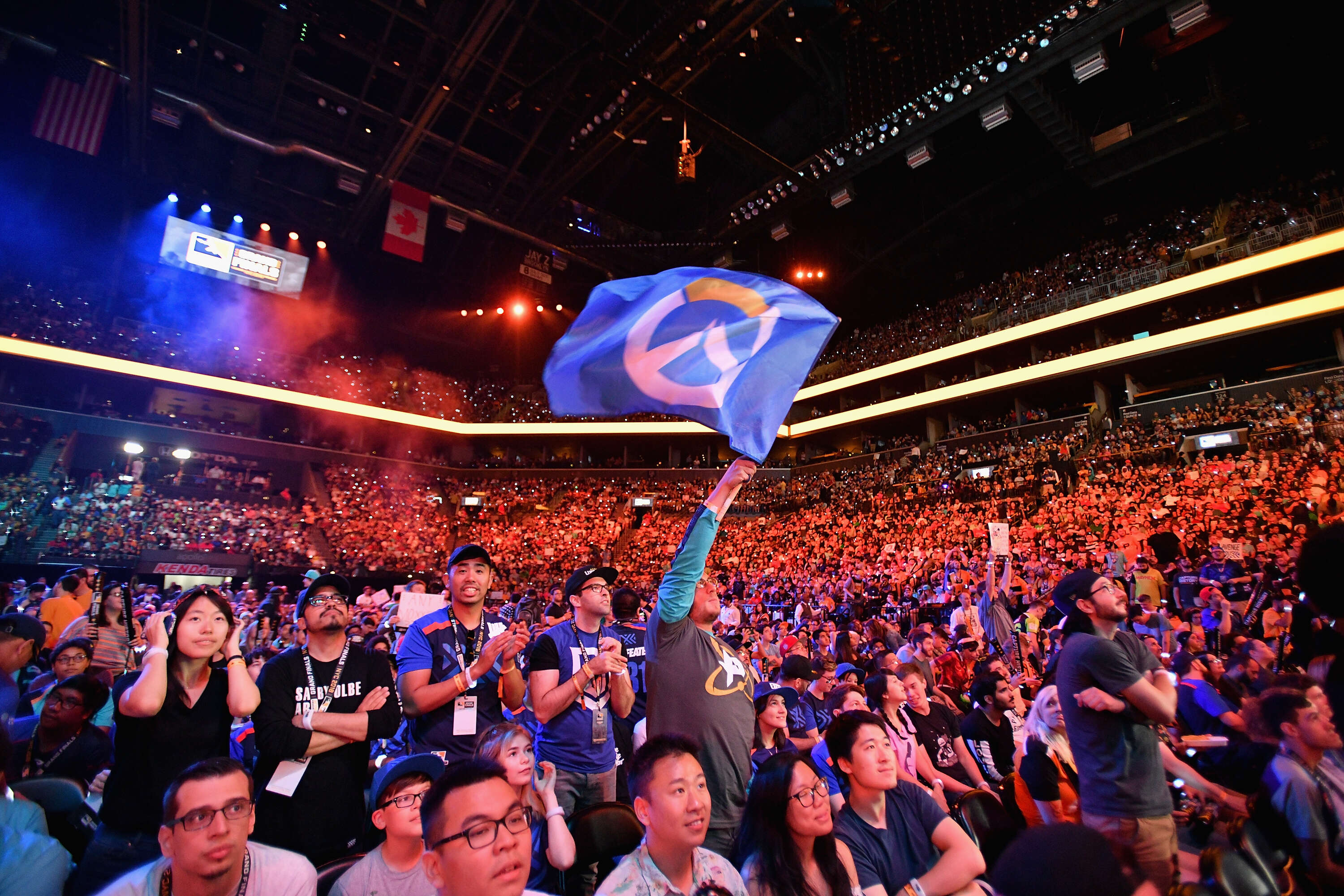 OWL flag and crowd