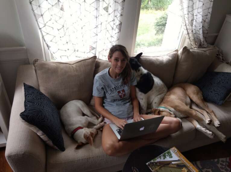 Ali Standish and her rescue dogs