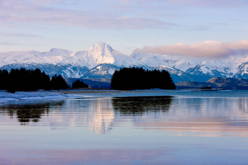 Chilkat Mountains And Eagle River At Eagle Beach State Recreation Area 