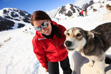 girl with husky dog