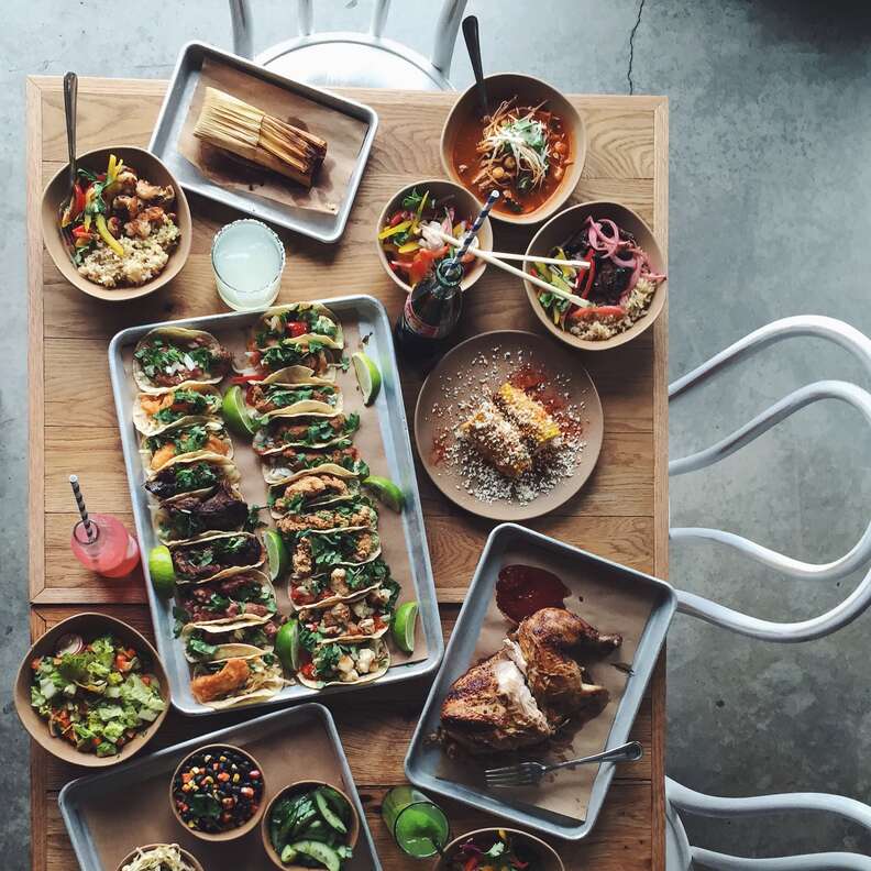 Food spread on table from Bartaco