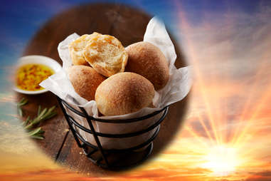 Bertucci's bread rolls photoshopped in front of sunset