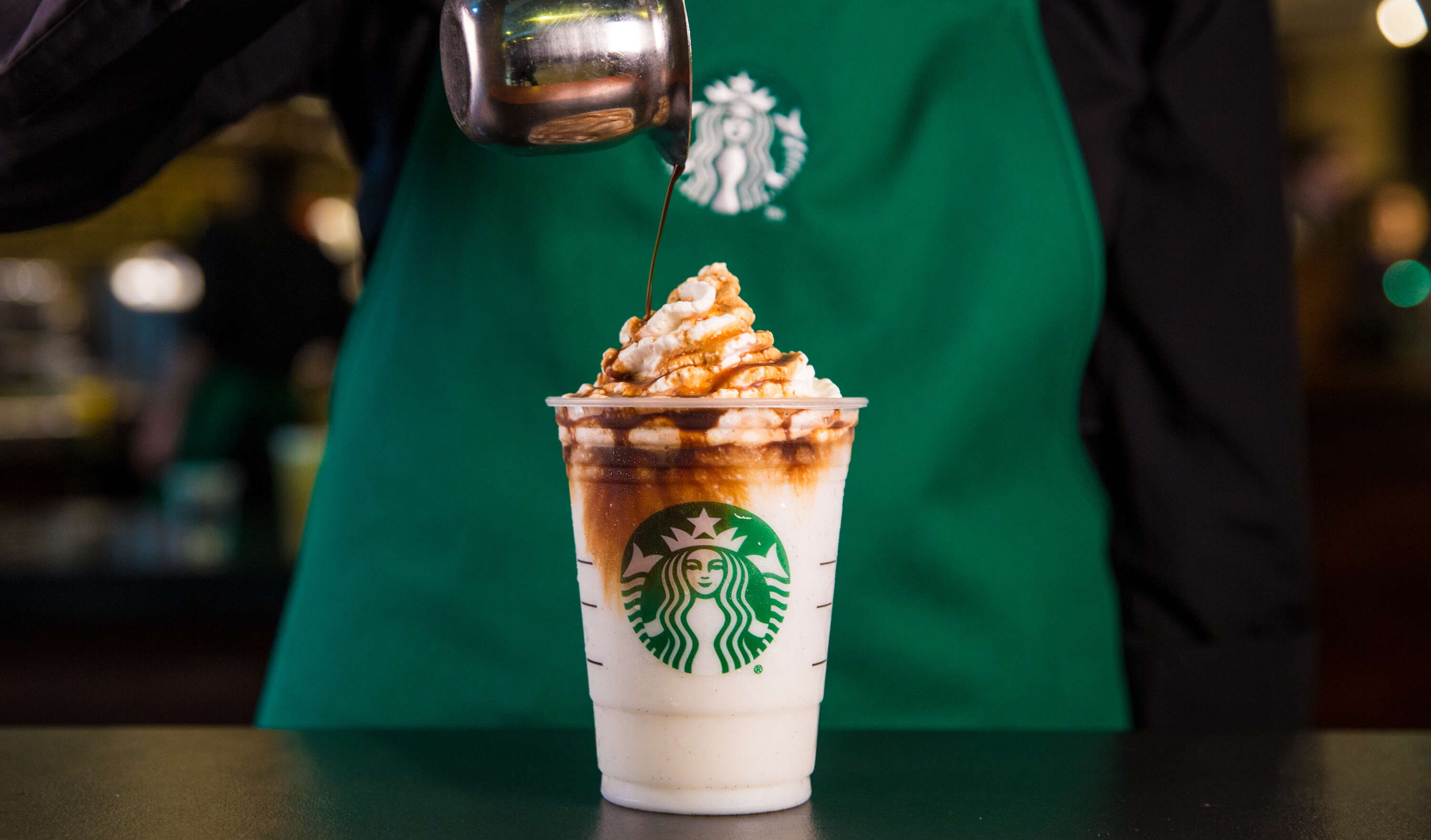Starbucks Affogato Frappuccino being poured 
