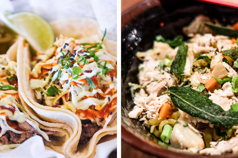 tacos (left), bowl (right)