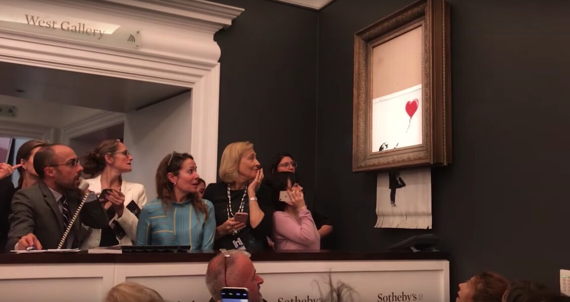 Banksy Painting Shreds Itself After Being Auctioned Off - Thrillist