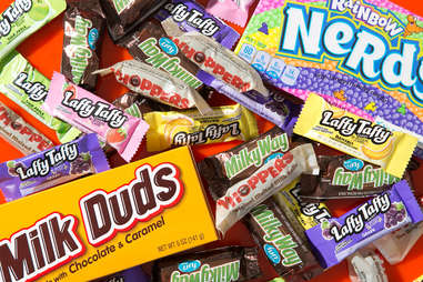 Halloween candy laffy taffy whoppers milk duds nerds