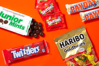 Halloween candy junior mints twizzlers haribo goldbears skittles payday