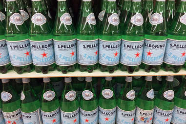Bottles of San Pellegrino on shelf
