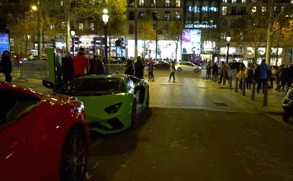 Lamborghini on Champs Elysees where pet lion was found