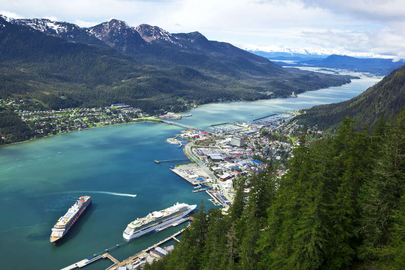 view of Douglas Island, the Gastineau Channel and Juneau, Alaska, U.S.A.