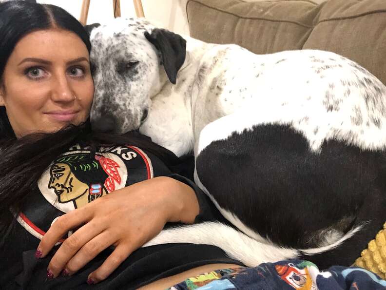 Lola snuggles up to her new mom, Cristina Antonucci