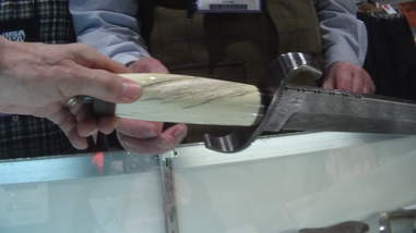 A narwhal handled knife