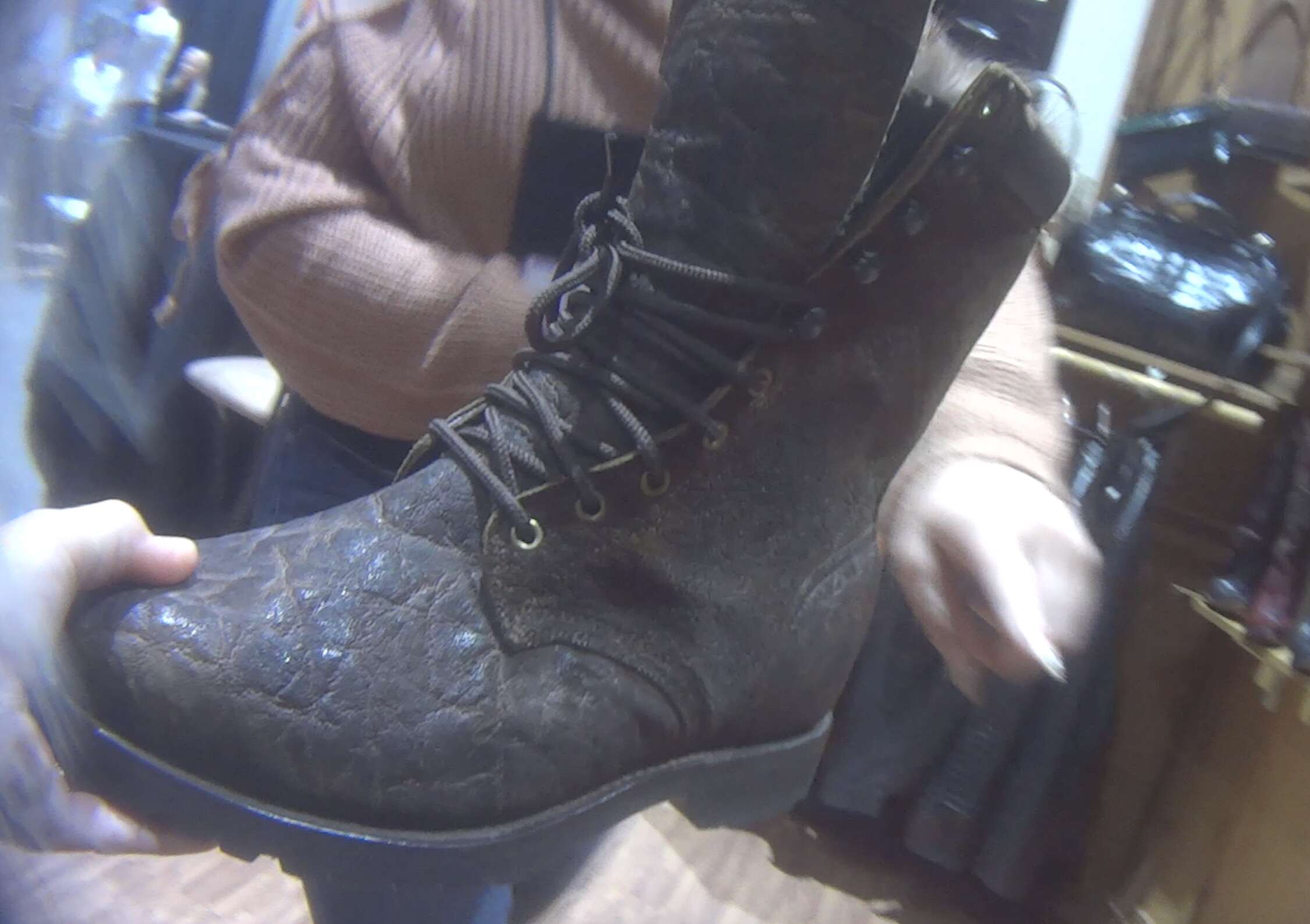 Boot made out of elephant leather